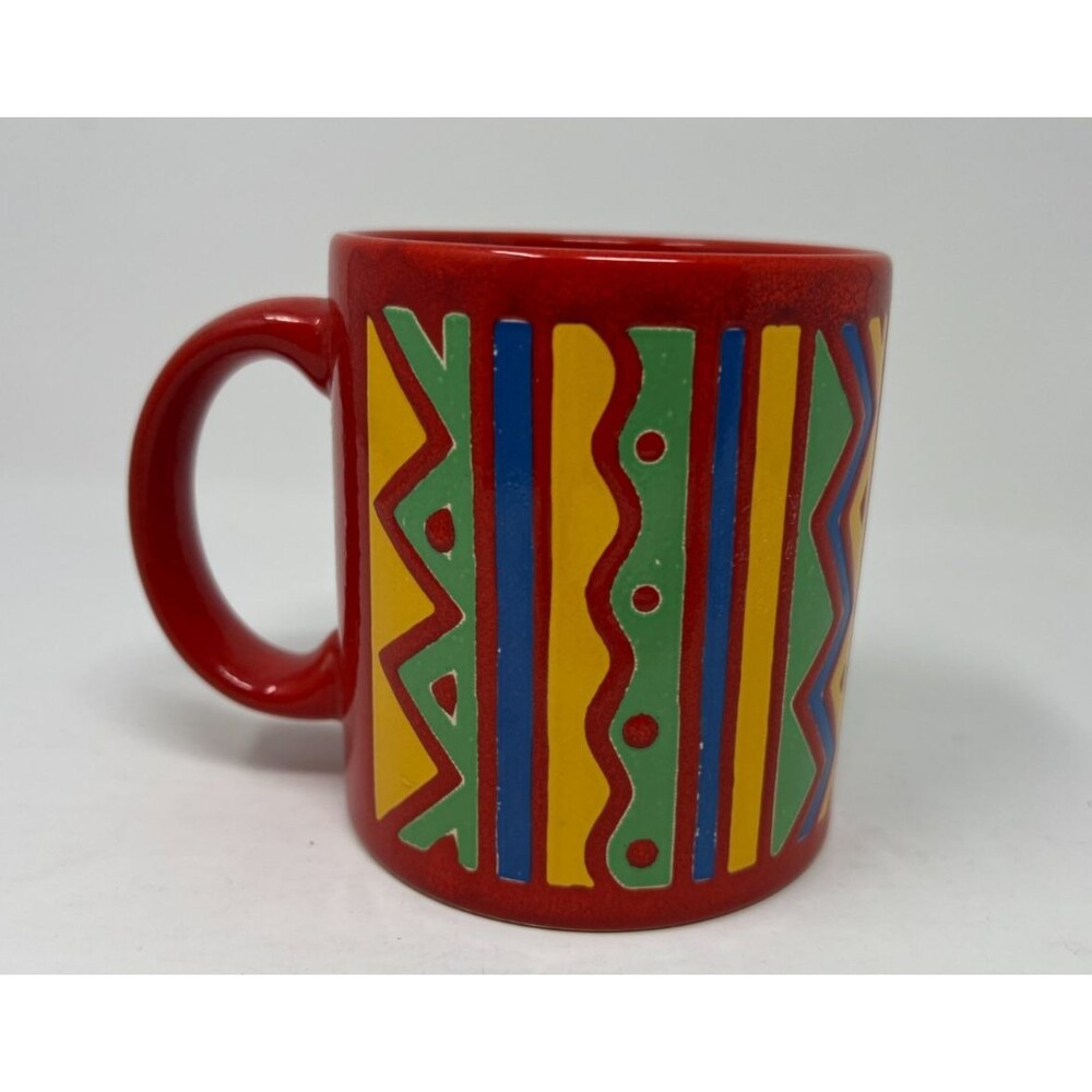 Waechtersbach Germany Coffee Cup Mug Red Aztec Tribal Southwest